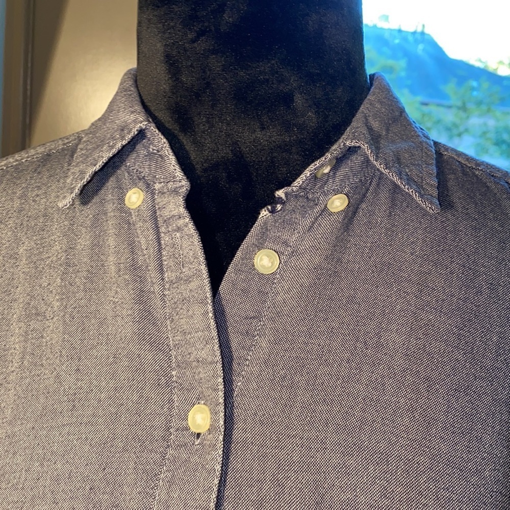 Gap XS denim navy oxford button down longsleeve shirt womens top business casual - Picture 9 of 14